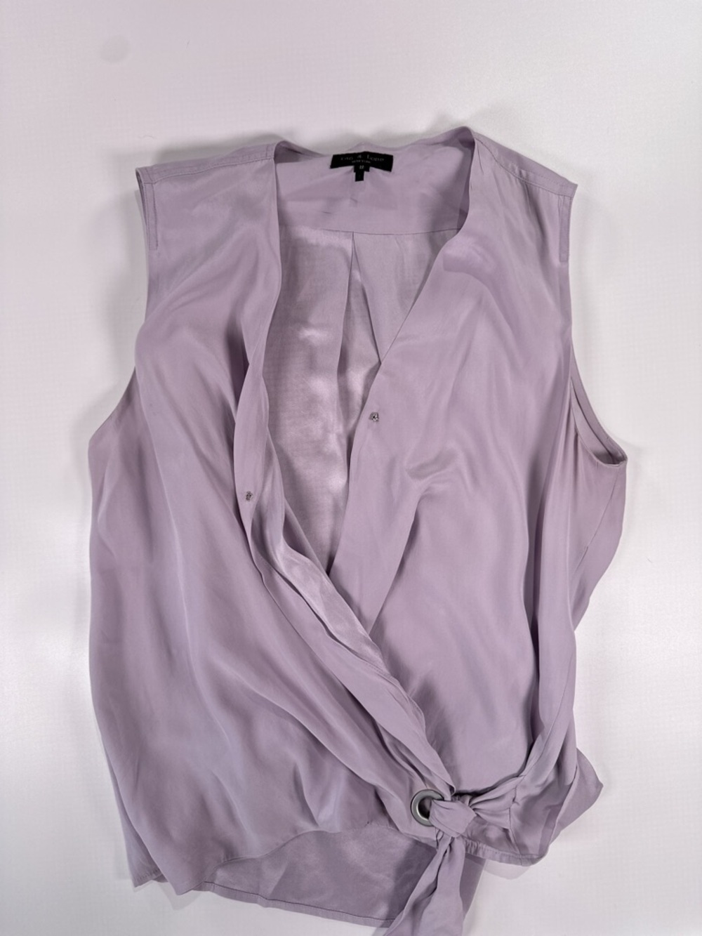 Rag And Bone Women Felix Silk Draped Blouse Lilac Sleeveless M - Picture 8 of 13
